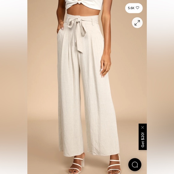 Lulus Trend Alert Beige Belted High-waisted Wide-leg Pants - Size XS - Picture 3 of 7